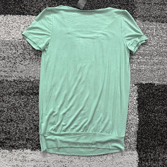 DJT FASHION (M) Green Blue Mint Pleated Tee Scoop Blouson Top Aqua Dusty Jade - Picture 8 of 11